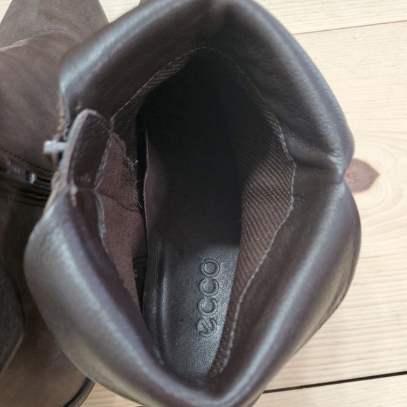 ECCO Sculptured Folded Ankle Boot Booties Brown Leather Zip Women's 10- 10.5/41 - Picture 11 of 16